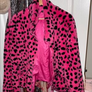SHEIN Pink and Black Teddy Jacket